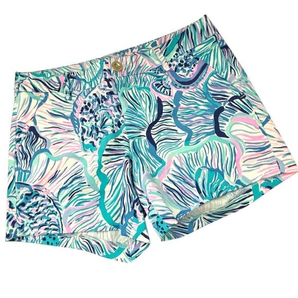 Lilly Pulitzer Callahan Stretch Short Bermuda Blue Fishful Thinking Print Size 2 - Picture 1 of 8